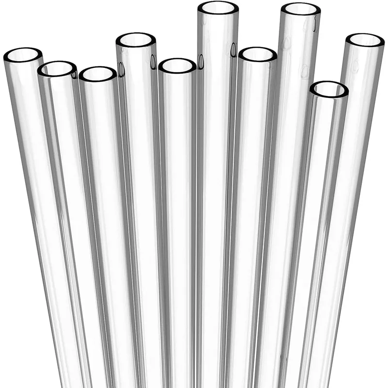 10-long-clear-straws-hard-clear-plastic-reusable-drinking-straws-sturdy-cleaning 10 Long Clear Straws - Hard Clear Plastic Reusable Drinking Straws + Sturdy Cleaning Brush - for Tumblers, Mason Jars, Milkshakes and Smoothies - Dishwasher Safe BPA Free