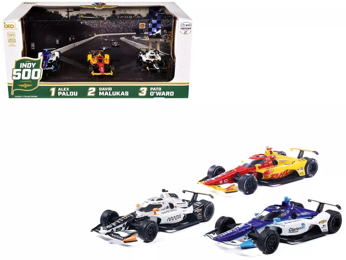 "109th Indianapolis 500" (2025) Podium Set of 3 IndyCars 1/64 Diecast