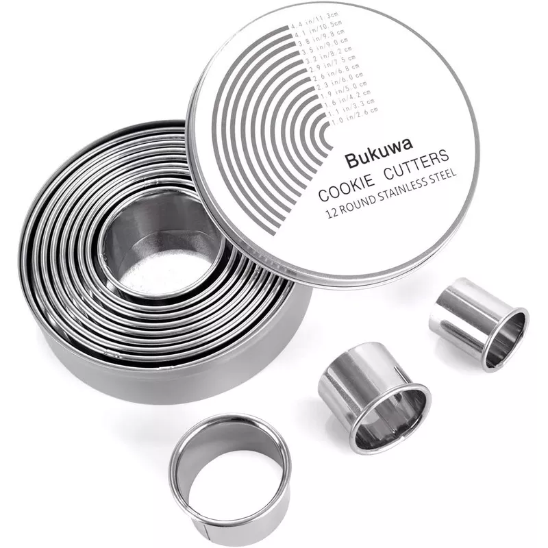 12-pieces-round-cookie-biscuit-cutter-set-graduated-circle-pastry-cutters-18-8-s 12 Pieces Round Cookie Biscuit Cutter Set,Graduated Circle Pastry Cutters,18/8 Stainless Steel Cookie Cutters and Donut Cutter Ring Molds