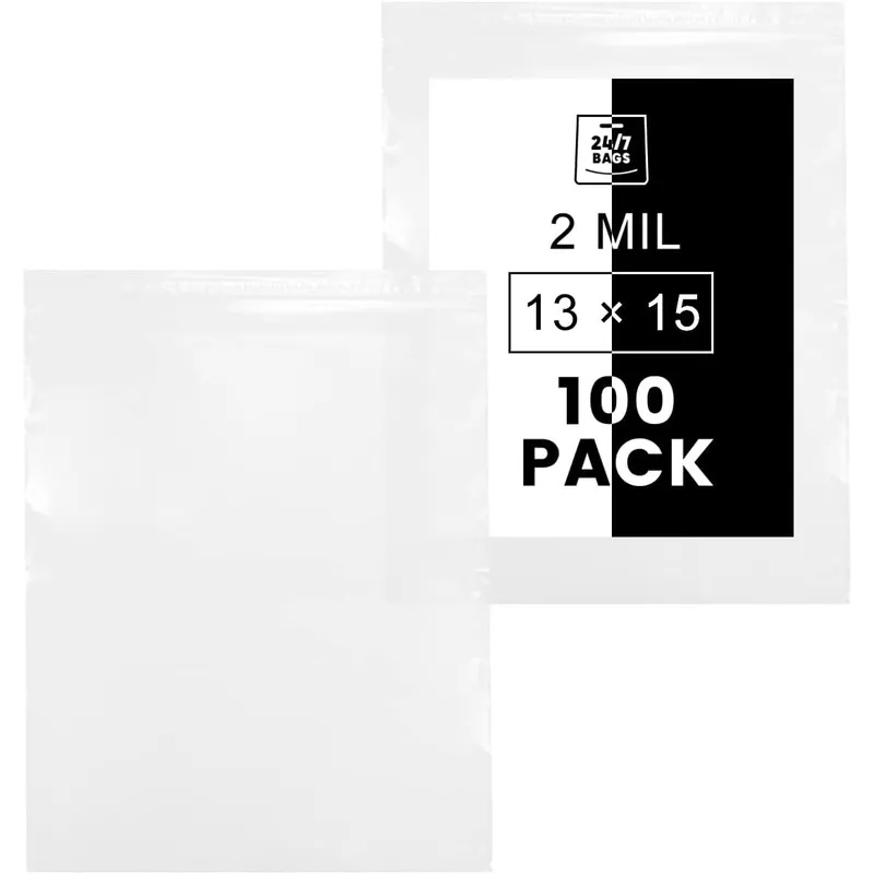 13-x-15-100-bags-2-mil-clear-reclosable-zip-plastic-poly-bags-2-gallons-with-res 13" X 15" (100 Bags) 2 Mil Clear Reclosable Zip Plastic Poly Bags, 2 Gallons with Resealable Lock Seal Zipper