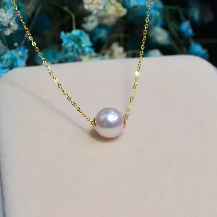18k-gold-clavicle-necklace-with-natural-seawater-pearl-pendant-unicun 18K Gold Clavicle Necklace With Natural Seawater Pearl Pendant - Unicun