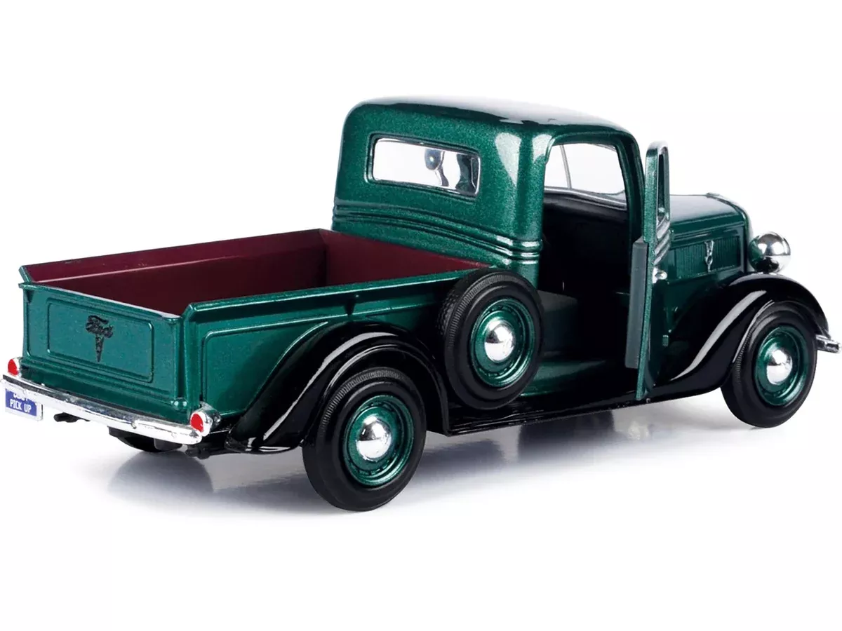 1937-ford-pickup-truck-green-black-1-24-diecast-model-car-by-motor 1937 Ford Pickup Truck Green and Black 1/24 Diecast Model Car by Motor