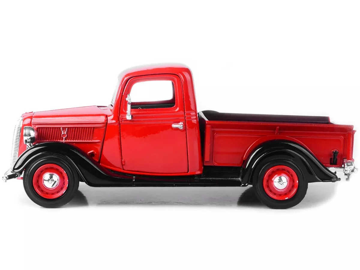 1937-ford-pickup-truck-red-black-1-24-diecast-model-car-by-motorma 1937 Ford Pickup Truck Red and Black 1/24 Diecast Model Car by Motorma