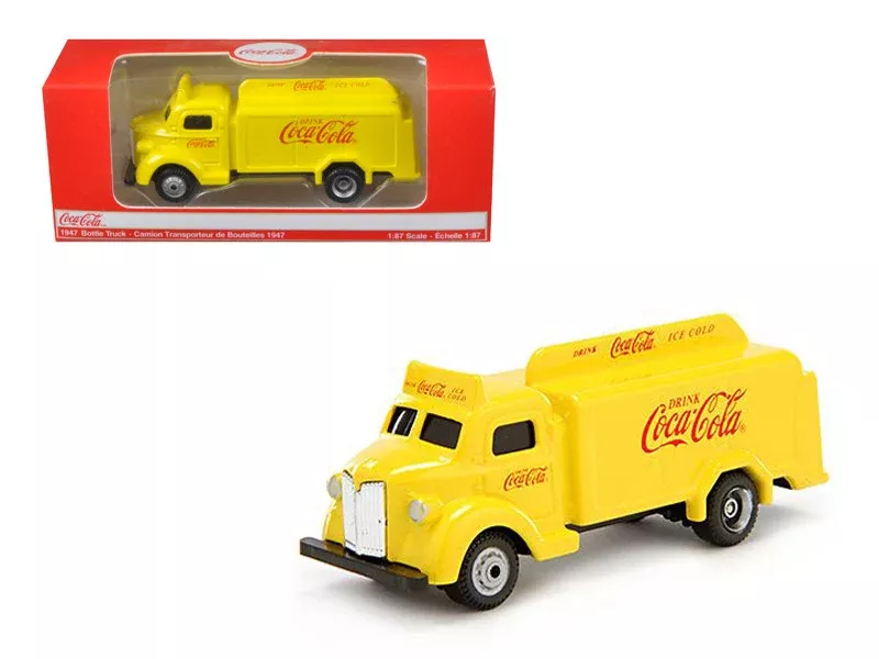 1947-coca-cola-delivery-bottle-truck-yellow-1-87-diecast-model-by-moto 1947 Coca Cola Delivery Bottle Truck Yellow 1/87 Diecast Model by Moto