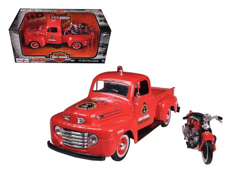 1948-ford-f-1-pickup-truck-harley-davidson-fire-truck-1936-el-kn 1948 Ford F-1 Pickup Truck "Harley Davidson" Fire Truck and 1936 El Kn