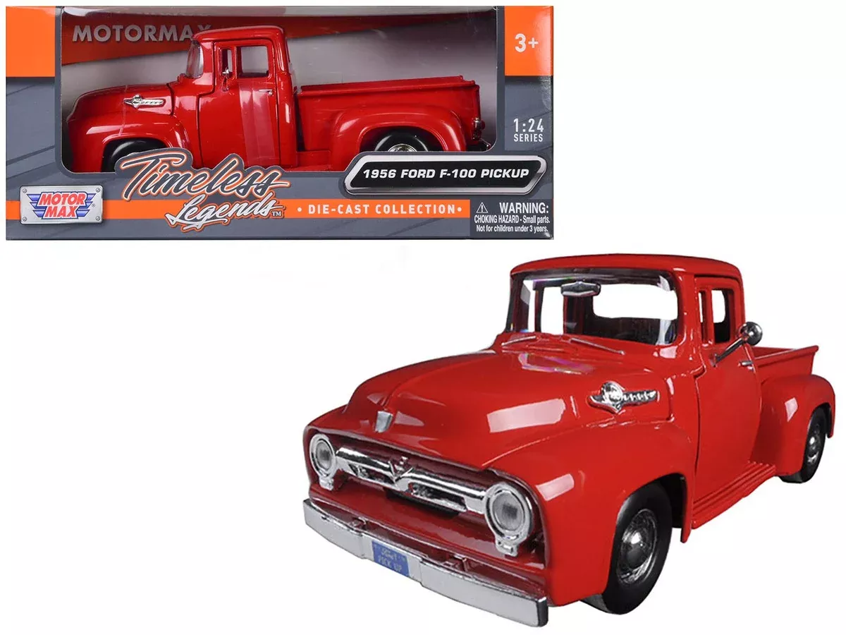 1956-ford-f-100-pickup-red-1-24-diecast-model-car-by-motormax 1956 Ford F-100 Pickup Red 1/24 Diecast Model Car by Motormax