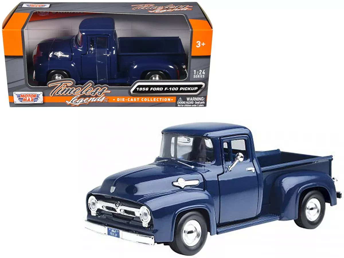 1956-ford-f-100-pickup-truck-blue-1-24-diecast-model-car-by-motormax 1956 Ford F-100 Pickup Truck Blue 1/24 Diecast Model Car by Motormax