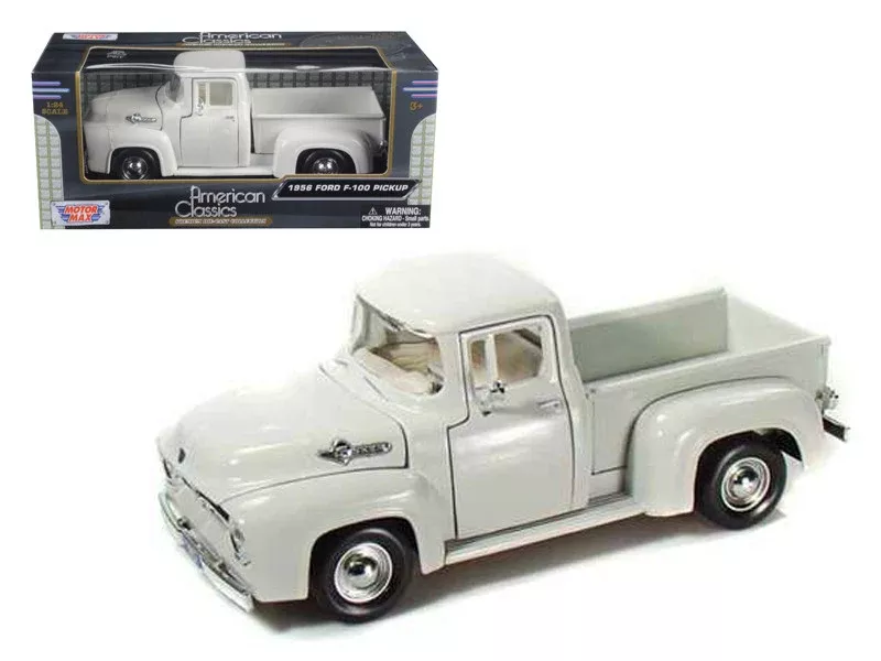 1956-ford-f-100-pickup-truck-white-1-24-diecast-model-car-by-motormax 1956 Ford F-100 Pickup Truck White 1/24 Diecast Model Car by Motormax