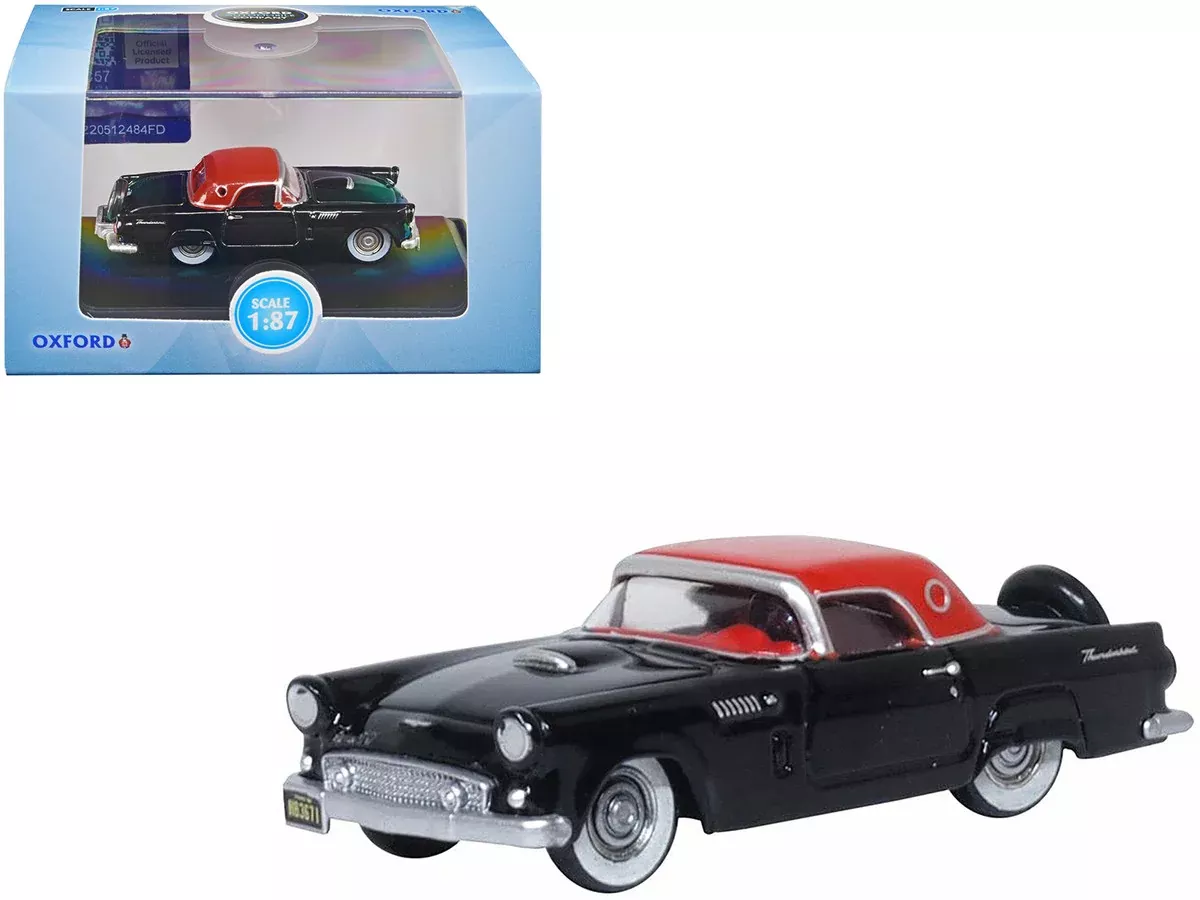 1956-ford-thunderbird-raven-black-with-fiesta-red-top-1-87-ho-scale 1956 Ford Thunderbird Raven Black with Fiesta Red Top 1/87 (HO) Scale