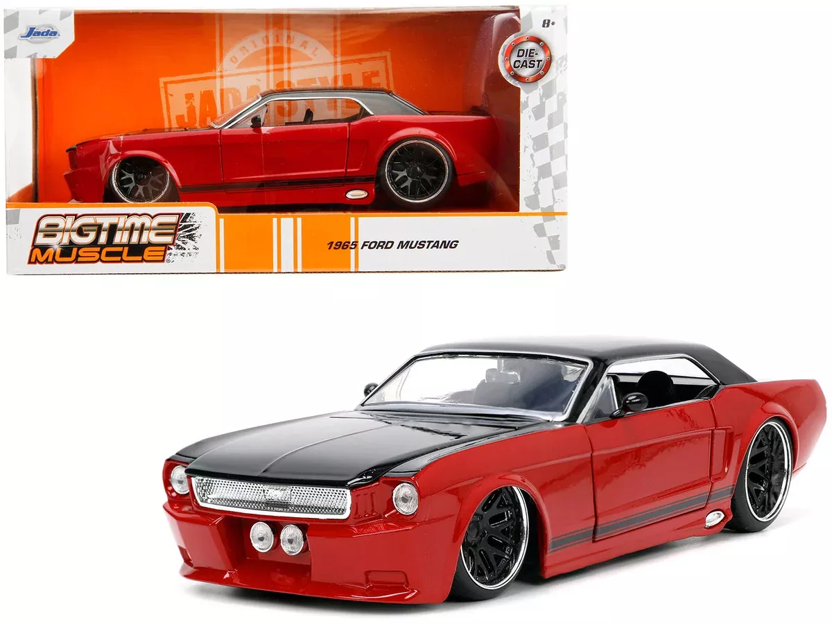 1965-ford-mustang-custom-red-black-bigtime-muscle-series-1-24-di 1965 Ford Mustang Custom Red and Black "Bigtime Muscle" Series 1/24 Di