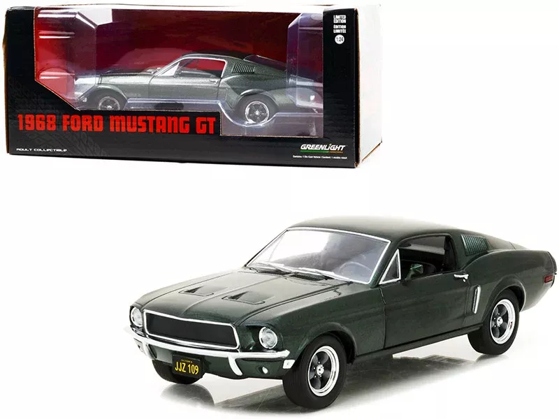 1968-ford-mustang-gt-fastback-highland-green-metallic-1-24-diecast-mod 1968 Ford Mustang GT Fastback Highland Green Metallic 1/24 Diecast Mod
