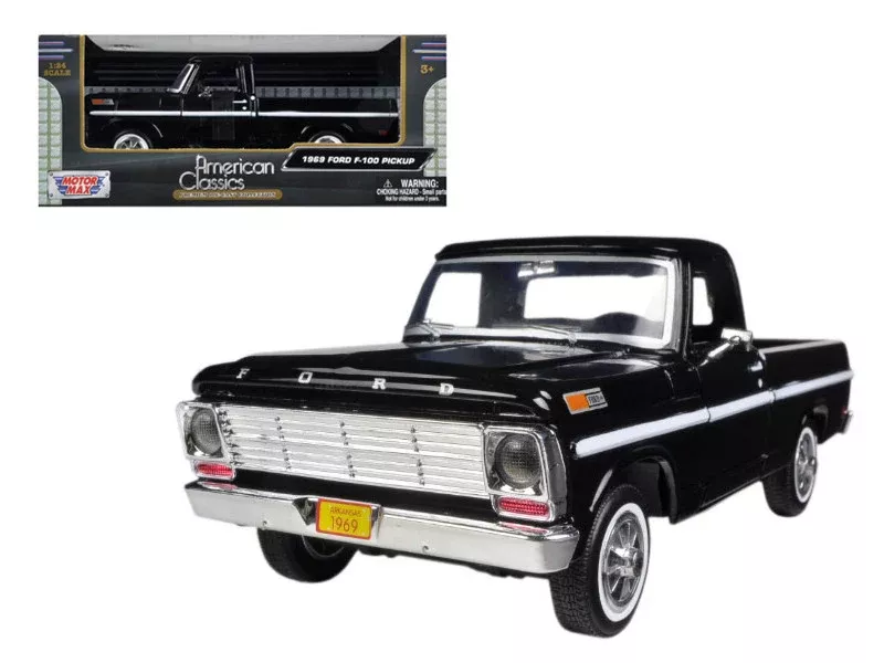 1969-ford-f-100-pickup-truck-black-1-24-diecast-model-car-by-motormax 1969 Ford F-100 Pickup Truck Black 1/24 Diecast Model Car by Motormax