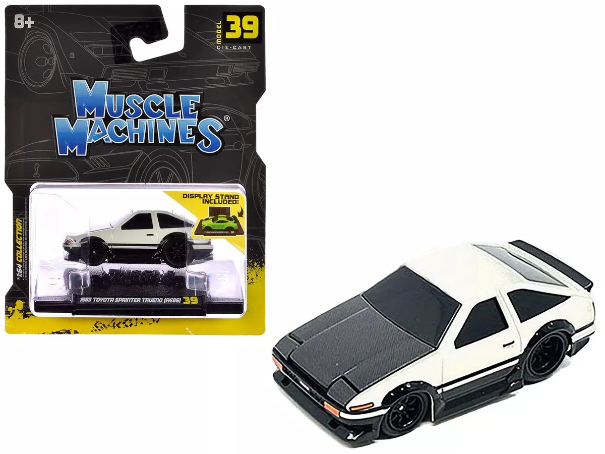 1983-toyota-sprinter-trueno-ae86-white-with-carbon-hood-1-64-diecast 1983 Toyota Sprinter Trueno (AE86) White with Carbon Hood 1/64 Diecast