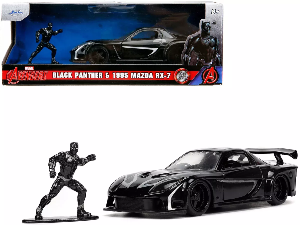 1995-mazda-rx-7-rhd-right-hand-drive-black-black-panther-diecast 1995 Mazda RX-7 RHD (Right Hand Drive) Black and Black Panther Diecast