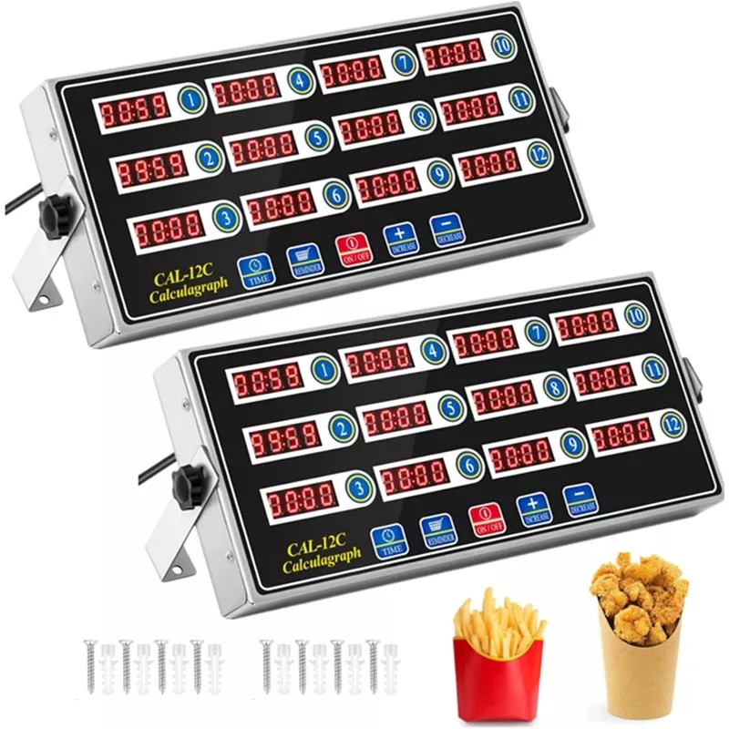 2-pack-12-channel-digital-kitchen-timer-commercial-cooking-timer-with-loud-alarm 2 Pack 12-Channel Digital Kitchen Timer, Commercial Cooking Timer with Loud Alarm, Large LCD Display, for Restaurants, Baking, Labs, Multiple Independent Countdown Timers