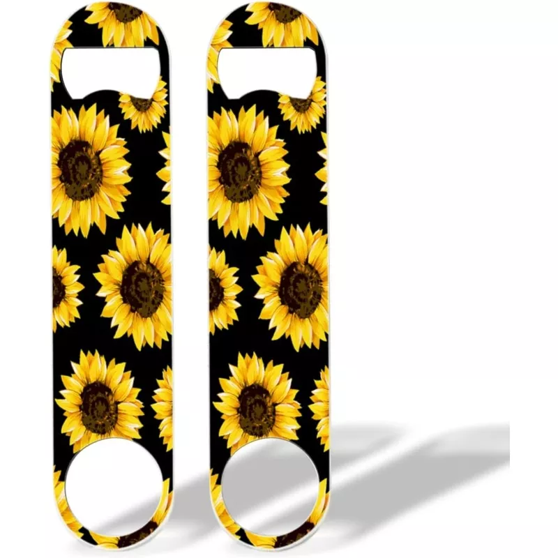 2-pack-beer-bottle-opener-stainless-steel-flat-bottle-openers-7-inch-metal-decor 2 PACK Beer Bottle Opener, Stainless Steel Flat Bottle Openers,7 inch Metal Decor,Sunflowers On Black Background