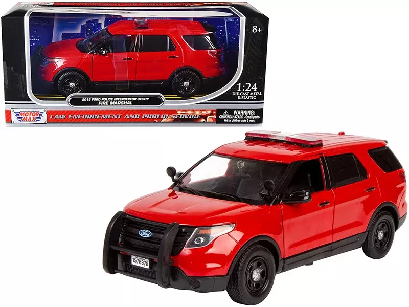 2015-ford-police-interceptor-utility-fire-marshal-plain-red-1-24-die 2015 Ford Police Interceptor Utility "Fire Marshal" Plain Red 1/24 Die