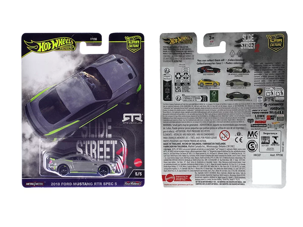 2018-ford-mustang-rtr-spec-5-gray-slide-street-2-series-diecast-mode 2018 Ford Mustang RTR Spec 5 Gray "Slide Street 2" Series Diecast Mode