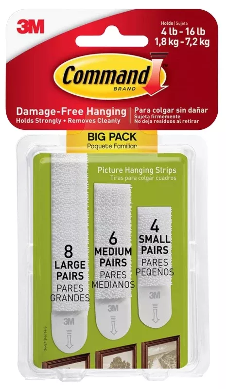 3m-17211-bpes-assorted-picture-hanging-strips-white 3M 17211-BPES Assorted Picture Hanging Strips, White