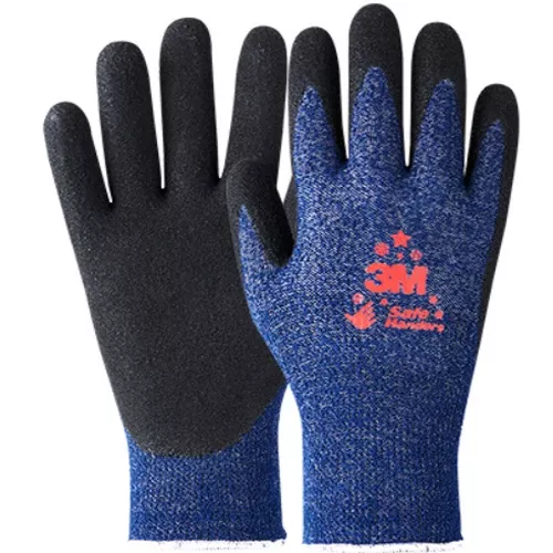 (4 Pairs) 3M Safe Handlers 525 Winter Latex Micro Palm Coating Non-Sli