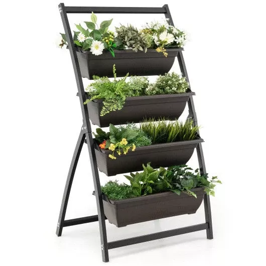 4-tier-vertical-raised-garden-bed-with-4-containers-drainage-holes 4-Tier Vertical Raised Garden Bed with 4 Containers and Drainage Holes