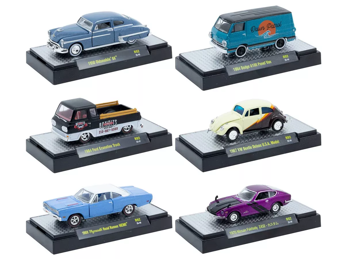 "Auto Meets" Set of 6 Cars IN DISPLAY CASES Release 92 Limited Edition
