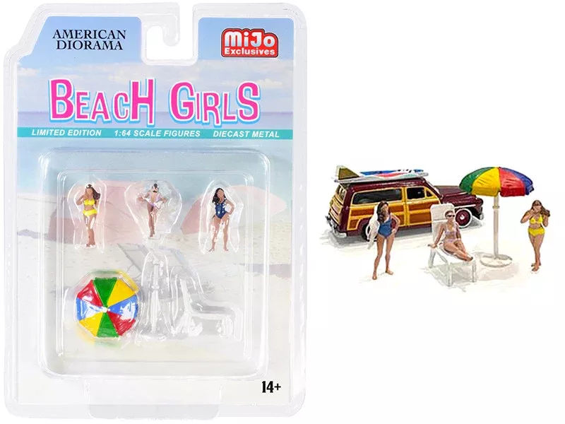beach-girls-5-piece-diecast-set-3-figurines-1-beach-chaise-1-be "Beach Girls" 5 piece Diecast Set (3 Figurines 1 Beach Chaise and 1 Be
