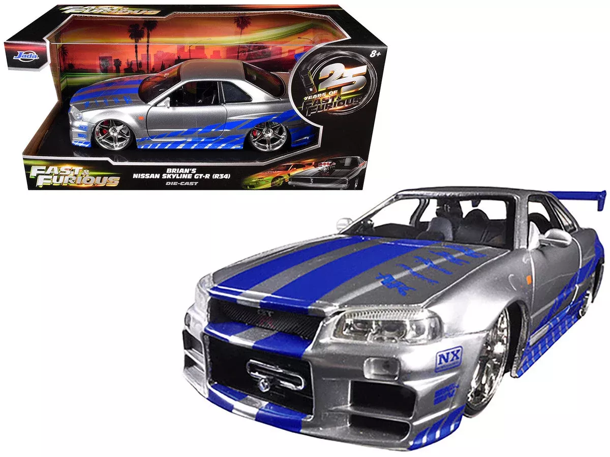 Brian's Nissan GTR Skyline R34 RHD (Right Hand Drive) Silver with Blue