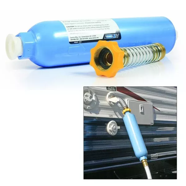camco-tastepure-kdf-carbon-water-filter-w-flexible-hose-protector Camco TastePURE KDF-Carbon Water Filter w-Flexible Hose Protector