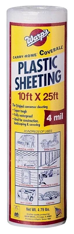 Carry-Home SP-4CH10-C Poly Film, 25 ft L, 10 ft W, 4 mil Thick, Clear