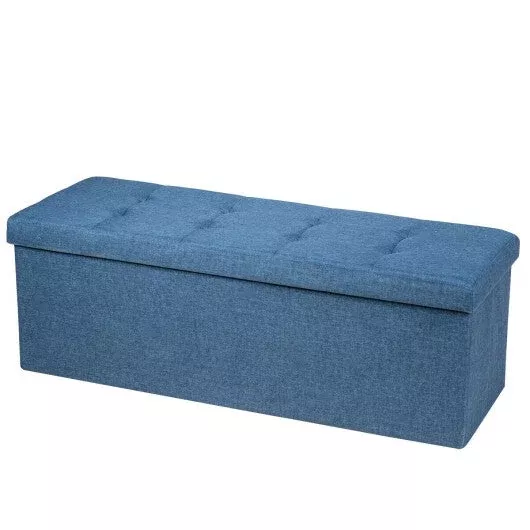 costway-fabric-folding-storage-with-divider-bed-end-bench-navy Costway Fabric Folding Storage with Divider Bed End Bench-Navy