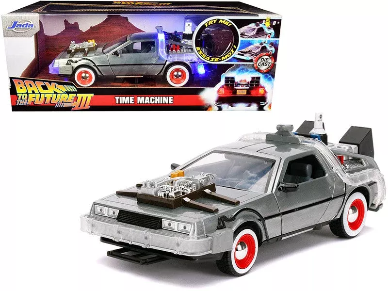 delorean-brushed-metal-time-machine-with-lights-back-to-future-pa DeLorean Brushed Metal Time Machine with Lights "Back to the Future Pa