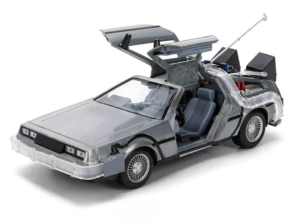 delorean-brushed-metal-time-machine-with-lights-back-to-future DeLorean Brushed Metal Time Machine with Lights "Back to the Future" (