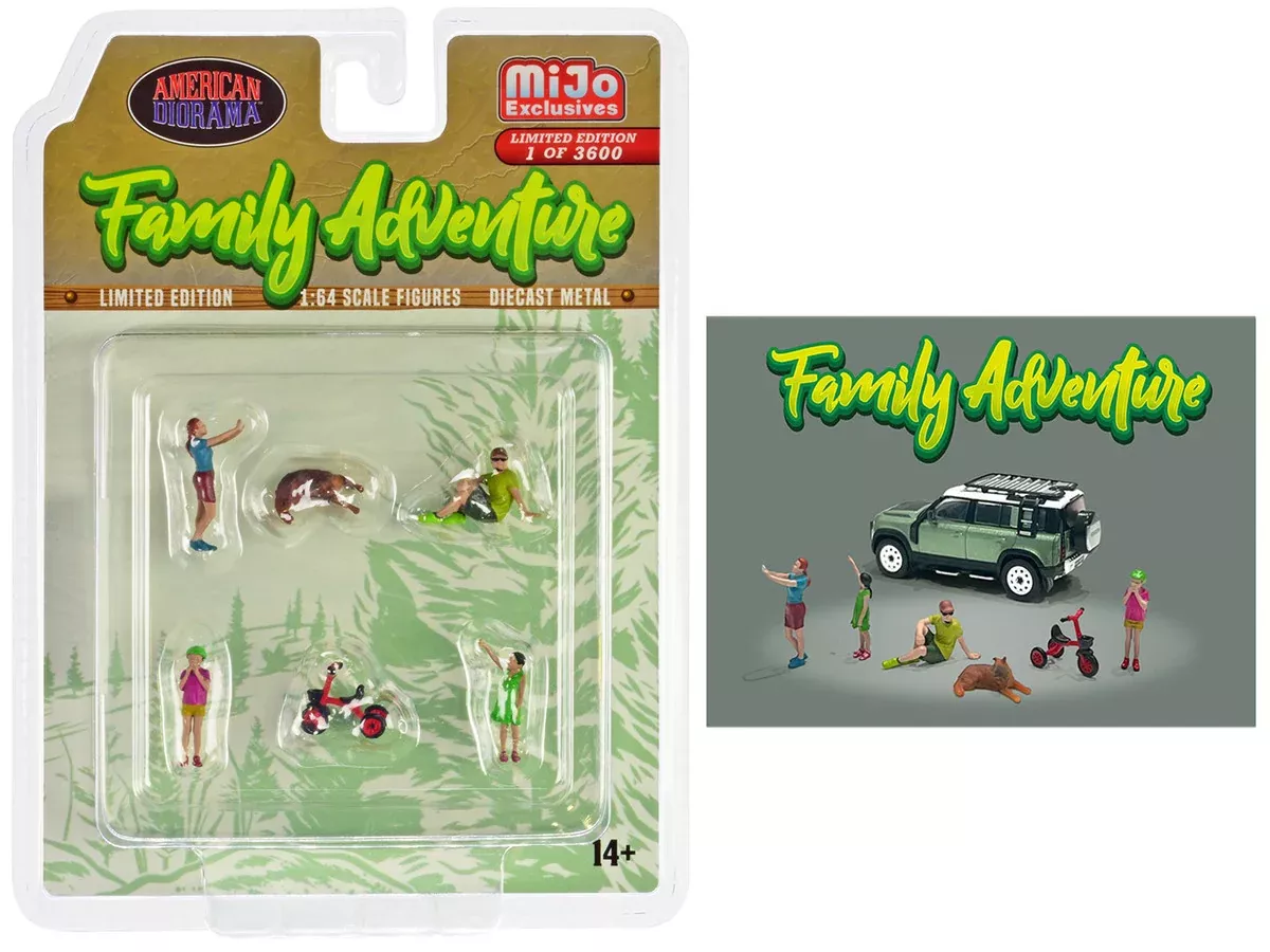 family-adventure-6-piece-diecast-figure-set-4-figures-1-dog-1-tricy "Family Adventure" 6 piece Diecast Figure Set (4 Figures 1 Dog 1 Tricy