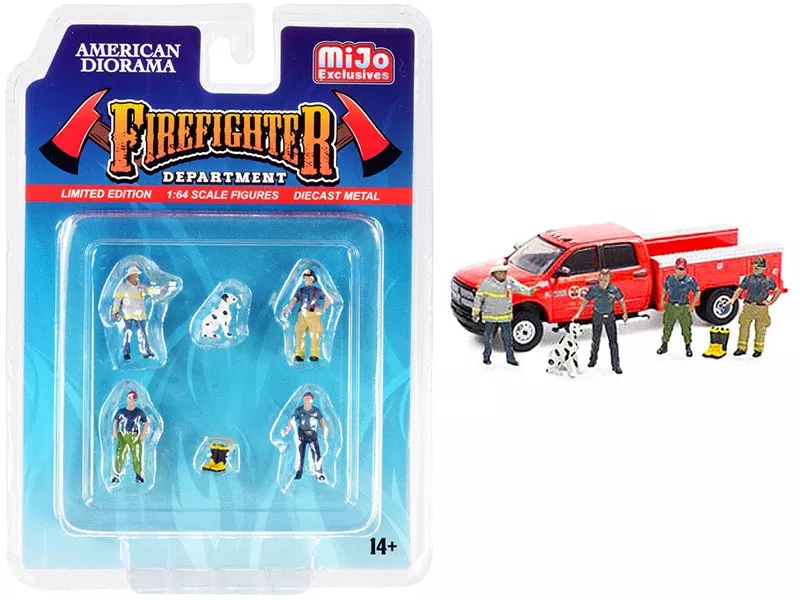 firefighter-ii-6-piece-diecast-set-4-figurines-1-dog-1-accessor "Firefighter II" 6 piece Diecast Set (4 Figurines 1 Dog and 1 Accessor