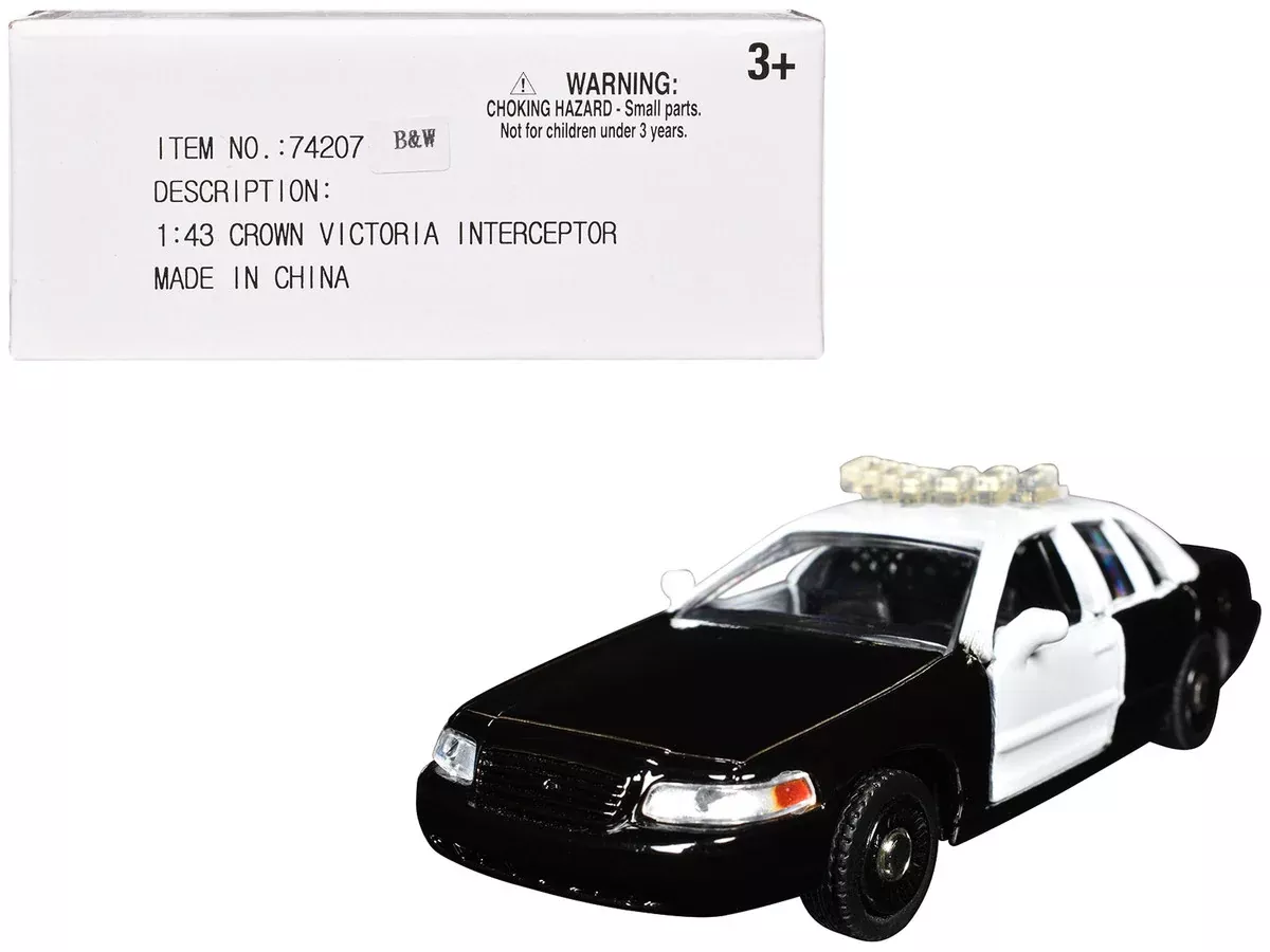 ford-crown-victoria-police-interceptor-black-white-1-43-diecast-mo Ford Crown Victoria Police Interceptor Black and White 1/43 Diecast Mo