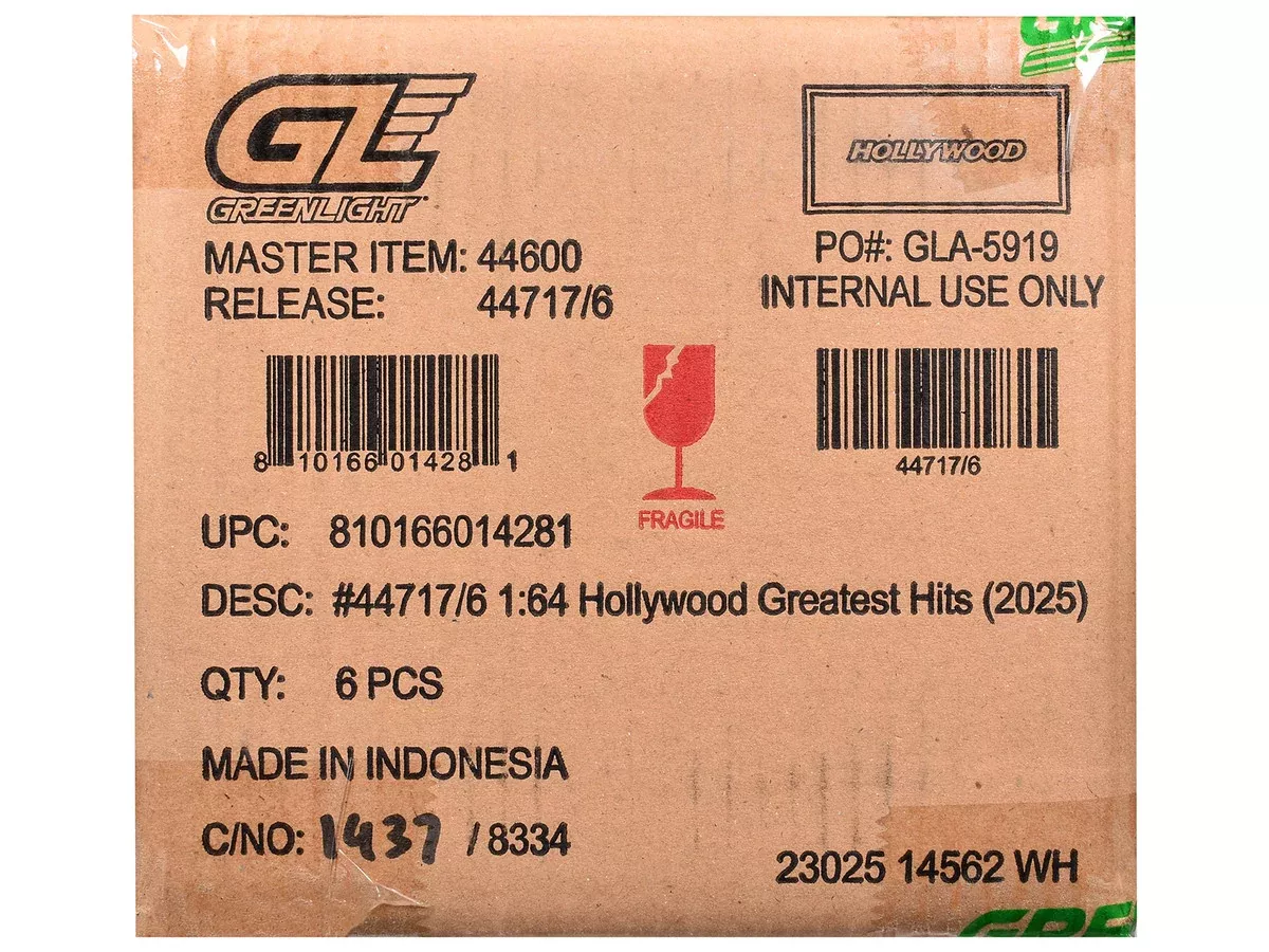 "Hollywood Greatest Hits" (2025) Set of 6 pieces 1/64 Diecast Model Ca