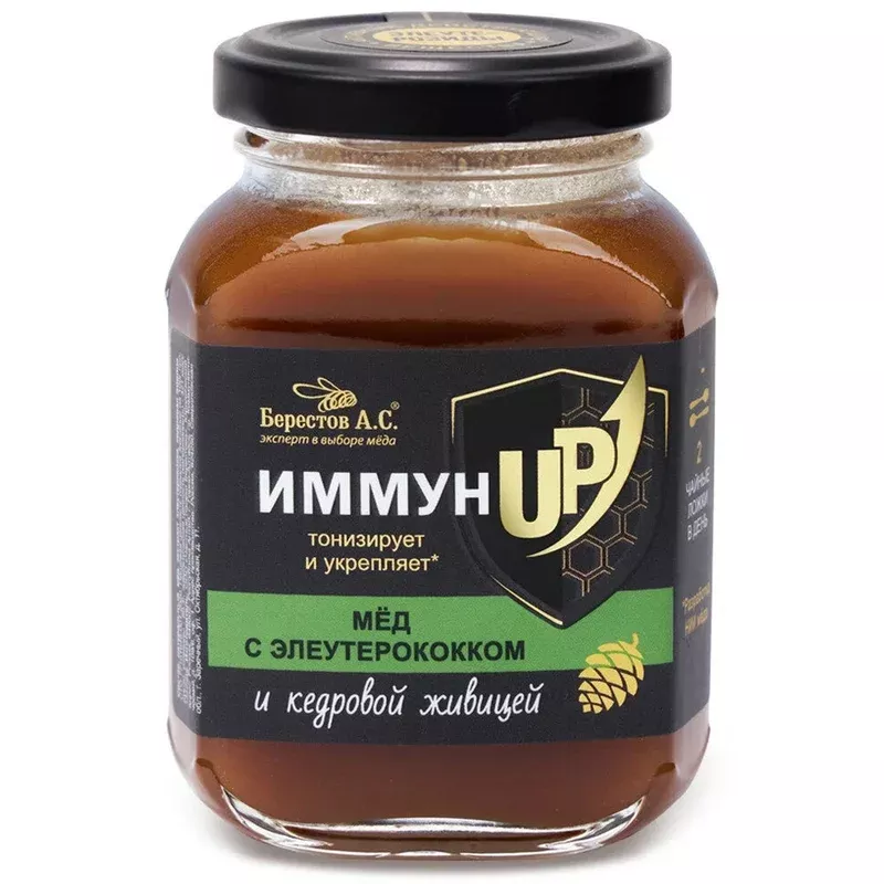 immunup Мед натуральный «Элеутерококк и кедровая камедь», коллекция «ImmunUP»