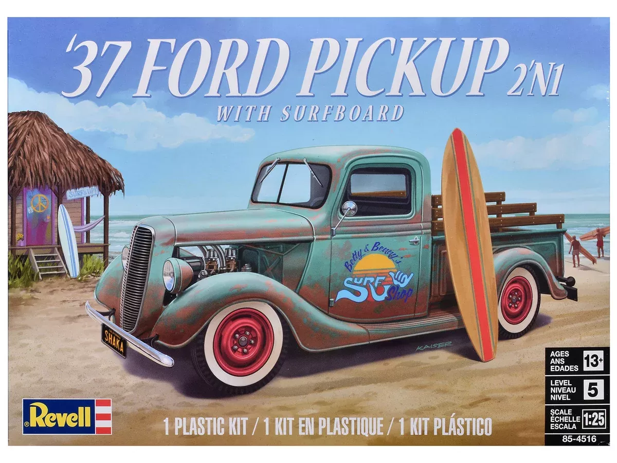 level-5-model-kit-1937-ford-pickup-truck-with-surfboard-2-in-1-kit-1-2 Level 5 Model Kit 1937 Ford Pickup Truck with Surfboard 2-in-1 Kit 1/2