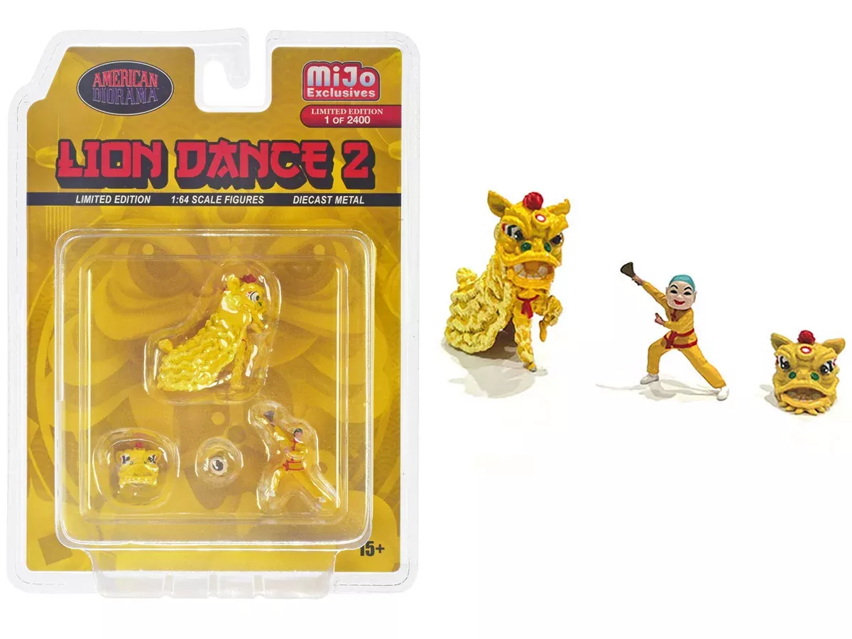lion-dance-2-4-piece-diecast-figure-set-1-figures-1-lion-2-accessor "Lion Dance 2" 4 piece Diecast Figure Set (1 Figures 1 Lion 2 Accessor