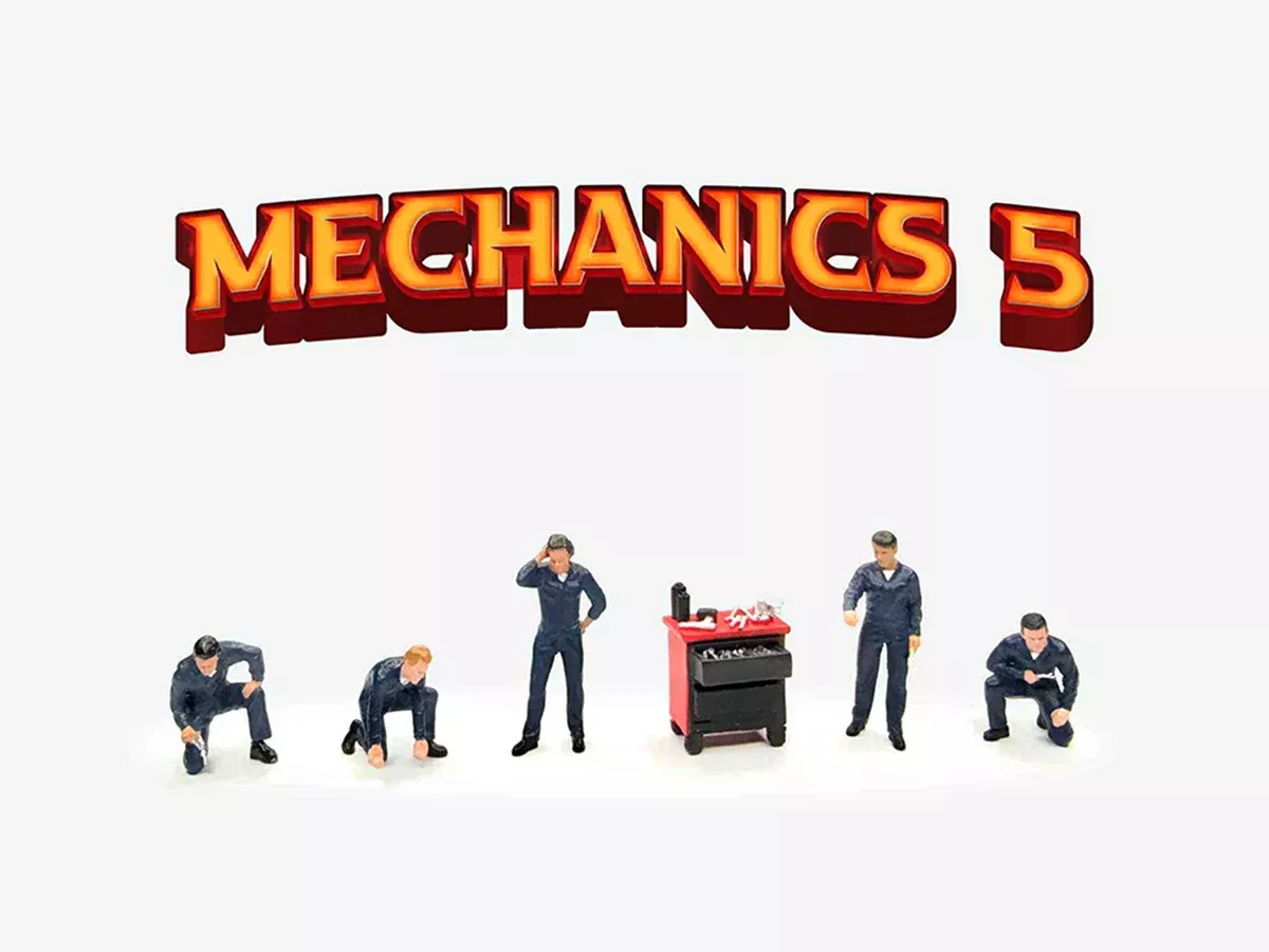 mechanics-5-6-piece-diecast-figure-set-5-figures-1-tool-cabinet-l "Mechanics #5" 6 piece Diecast Figure Set (5 Figures 1 Tool Cabinet) L