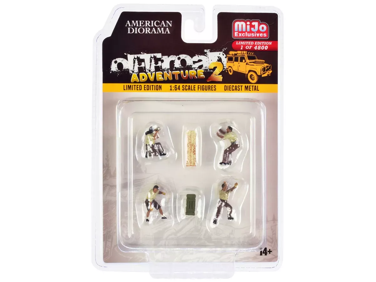 "Off-Road Adventure 2" 6 piece Diecast Set (4 Male Figurines and 2 Acc