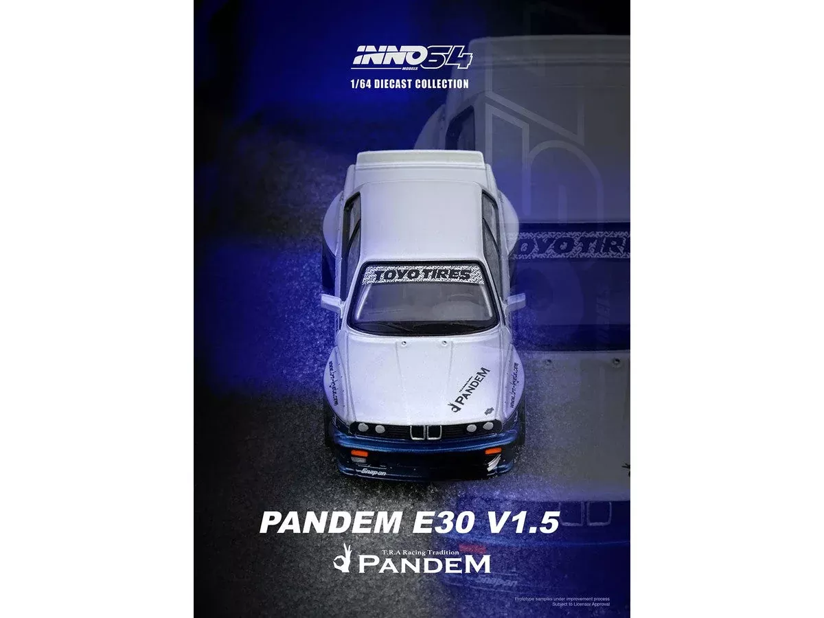 pandem-e30-m3-silver-metallic-dark-blue-1-64-diecast-model-car-by Pandem E30 M3 Silver Metallic and Dark Blue 1/64 Diecast Model Car by