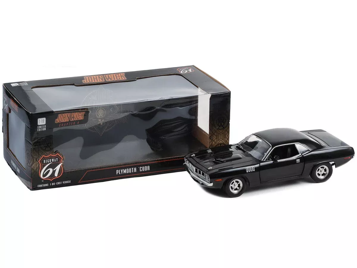 Plymouth Barracuda Black "John Wick: Chapter 4" (2023) Movie 1/18 Diec