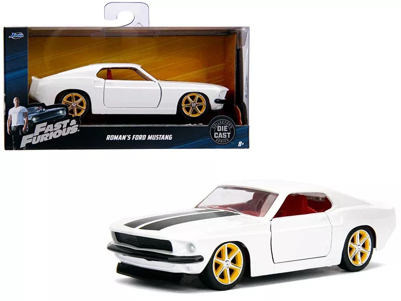 Roman's Ford Mustang White with Black Stripes and Red Interior "Fast &