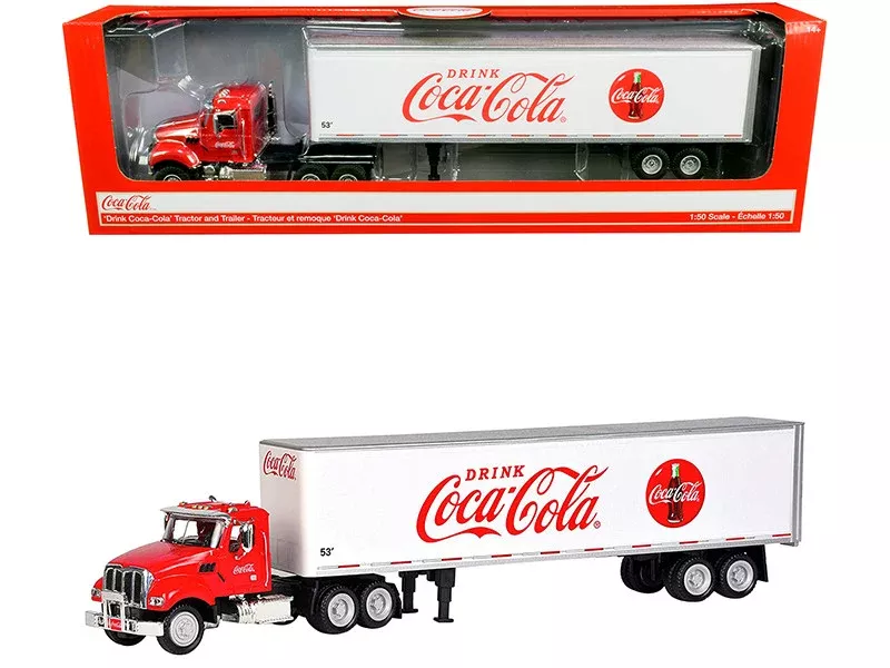 truck-tractor-with-53-trailer-drink-coca-cola-red-white-1-50-di Truck Tractor with 53' Trailer "Drink Coca-Cola" Red and White 1/50 Di