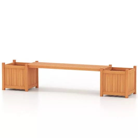Wood Outdoor Planter Boxes with Detachable Bench 2 Elevated Mini Plant