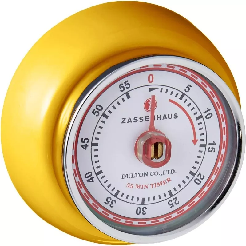 zassenhaus-retro-2-75-yellow-magnetic-60-minute-kitchen-timer-m072341 Zassenhaus - Retro 2.75" Yellow Magnetic 60 Minute Kitchen Timer - M072341