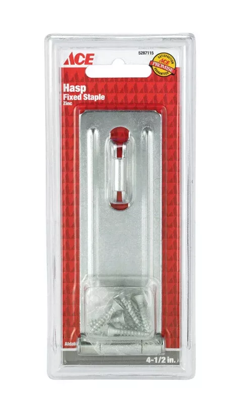 zinc-4-1-2-inch-fixed-staple-safety-hasp-with-mounting-screws Zinc 4-1/2 Inch Fixed Staple Safety Hasp With Mounting Screws