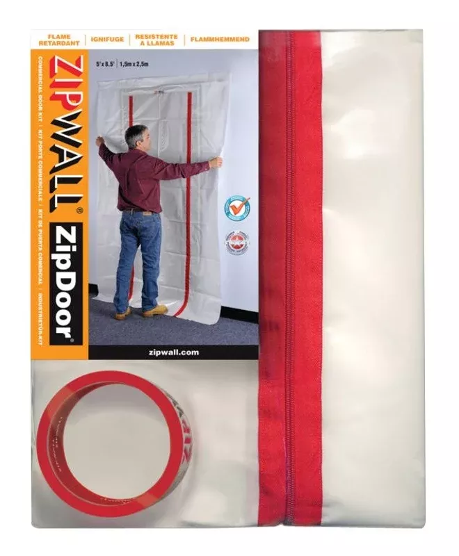 zipwall-zdc-dust-barrier-door-kit-4-ft-l-8-ft-w-plastic-clear Zipwall ZDC Dust Barrier Door Kit, 4 ft L, 8 ft W, Plastic, Clear